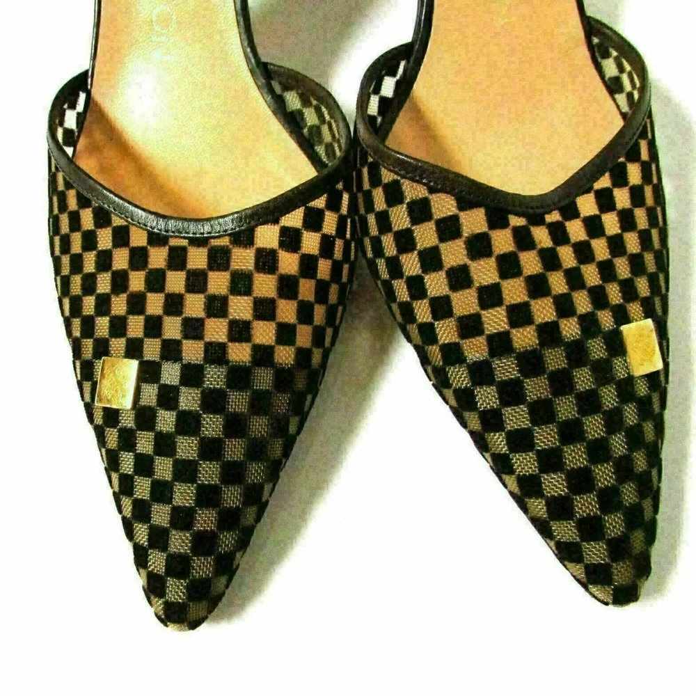 Louis Vuitton Mesh Damier Lace Up Pumps Brown 6.5 - Picture 4 of 8